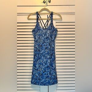 Title Nine Navy Blue Versatile Dress with Snap Detail and shelf bra.